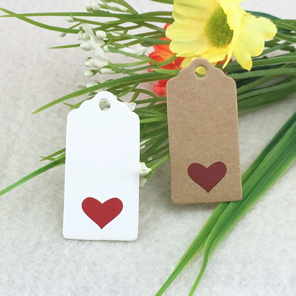 

100pcs 4*2cm Small Paper Card Love Wedding Hang Tag DIY Handmade Gift Tags Price Tags Kraft Packing Labels Christmas Gift Cards