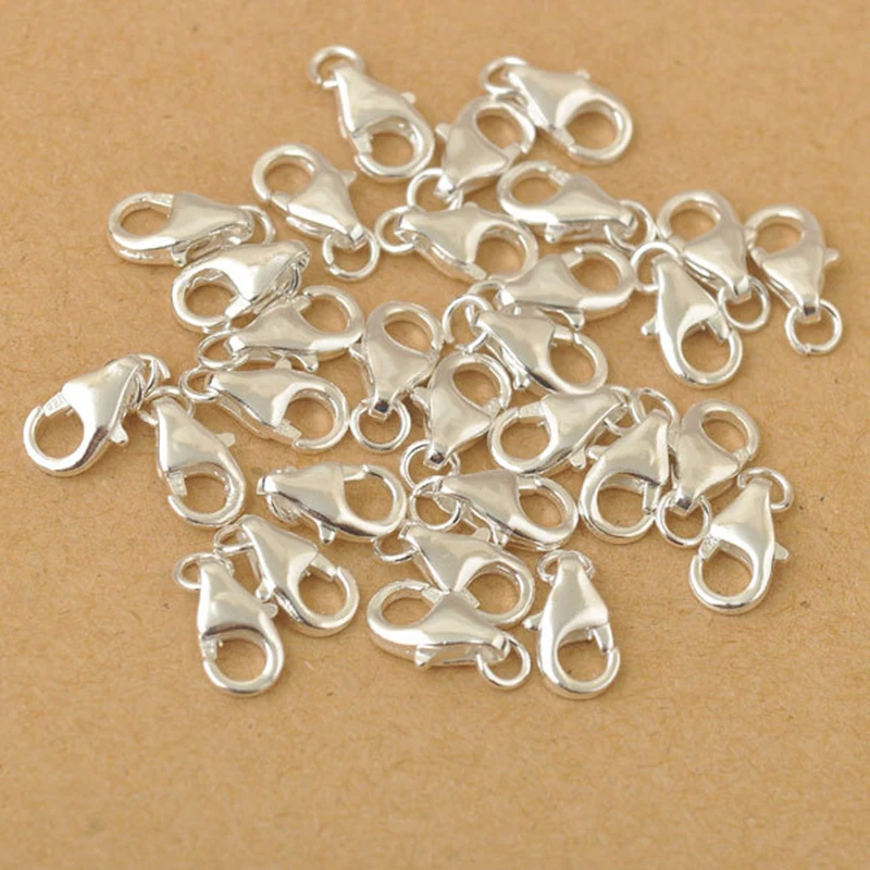 50pcs/lot 925 Silver Lobster Clasps Claw Clasp Jewelry Findings Bracelets Necklaces Pendants Key Rings Handmade