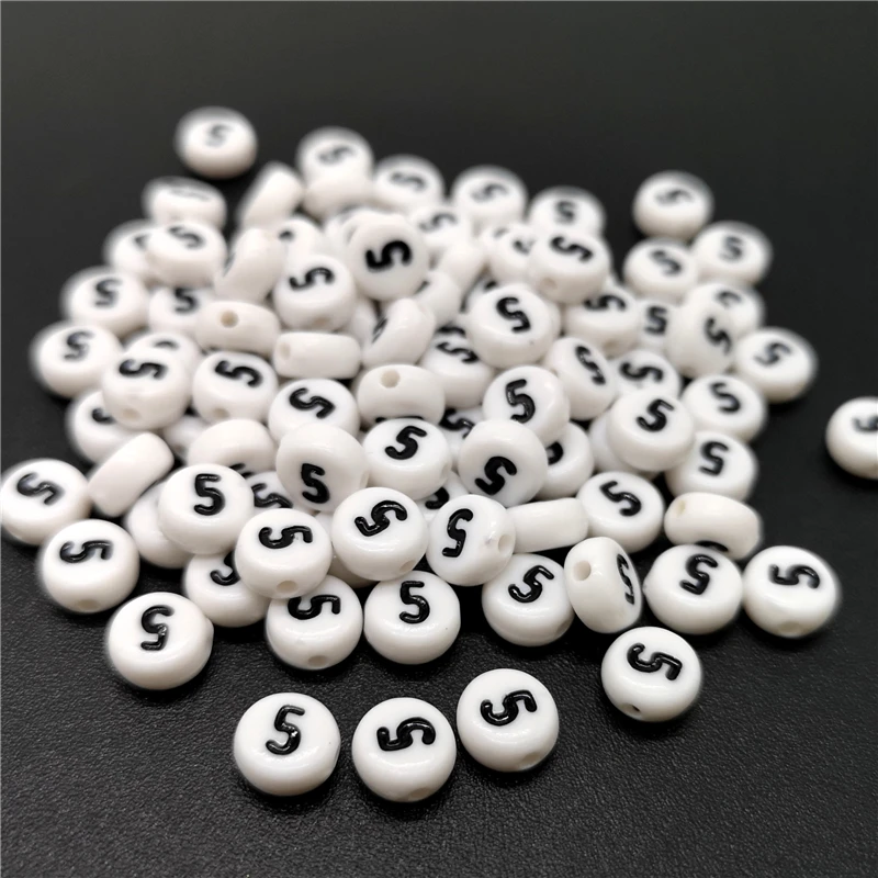 4x7mm Letter 5 Oblate Alphabet Beads Acrylic  For Jewelry Making DIY Bracelet Necklace Accessories