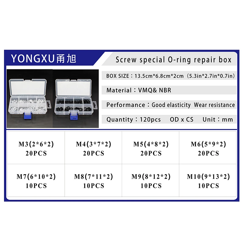 Screw M3 M4 M5 M6 M7 M8 M9 M10 White Silicon NBR O rings Rubber Seal Screw O Ring Silicone Washer Gasket Ring  Assortment Set