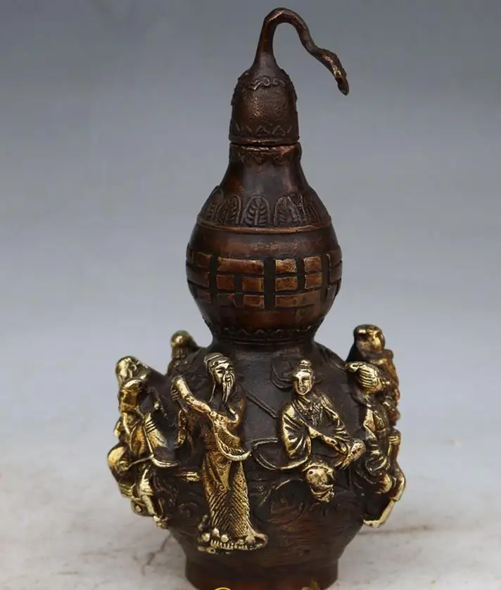 

Rare Old copper carving Statue/Sculpture-gourd Eight Immortals ornaments ,handmade crafts,best collection & Adornment