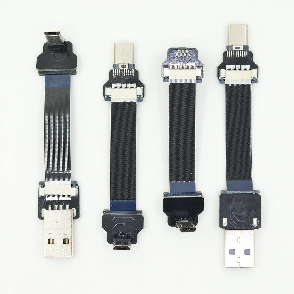 USB-кабель FFC Micro Type-C, тонкий, плоский, гибкий FPC для бесщеточного портативного карданного монитора FPV, зарядка OTG, AV-выход