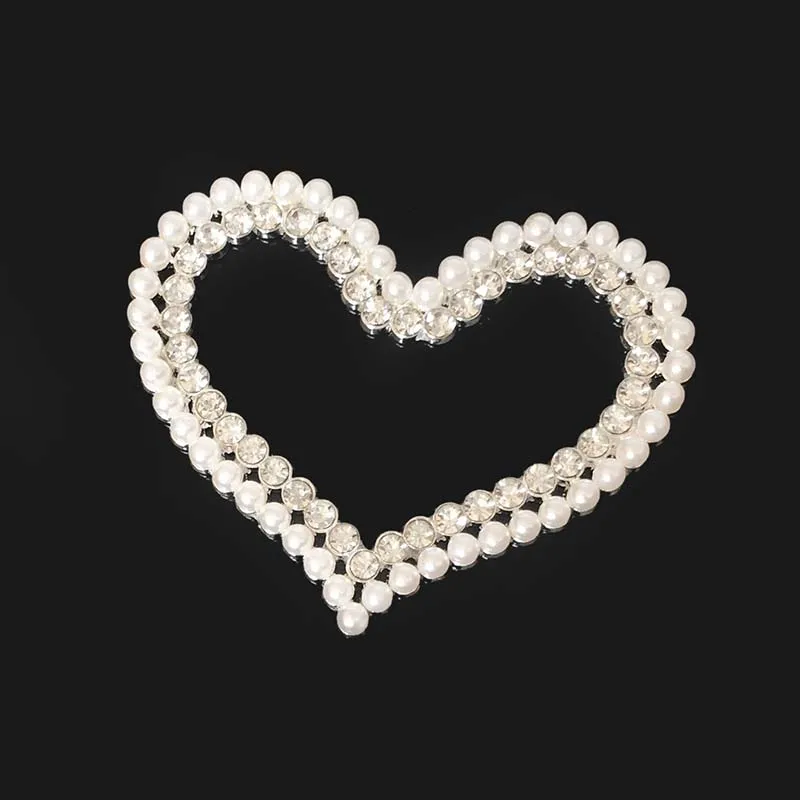 2016New 20Pcs Pearl Heart LOVE Rhinestone Buttons/Buckle Embellishment Button DIY Hair Accessories ZJ88