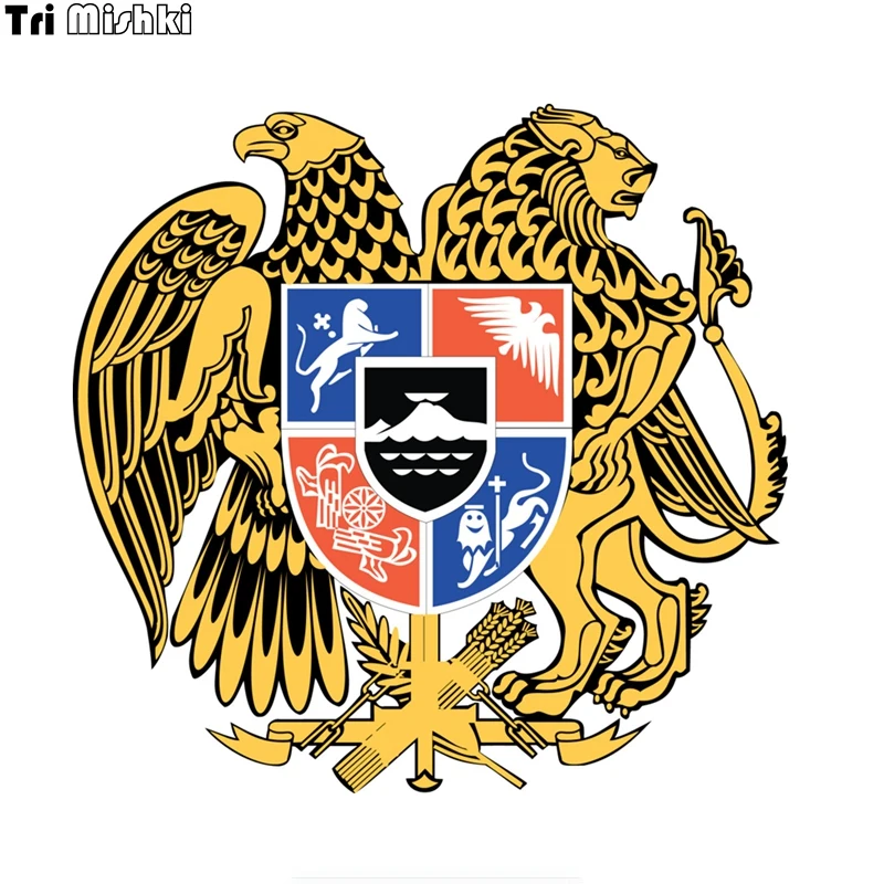 Tri Mishki WCS730 14*14.5cm Coat of arms of Armenia car sticker PVC coloful Decals Motorcycle Accessories sticker