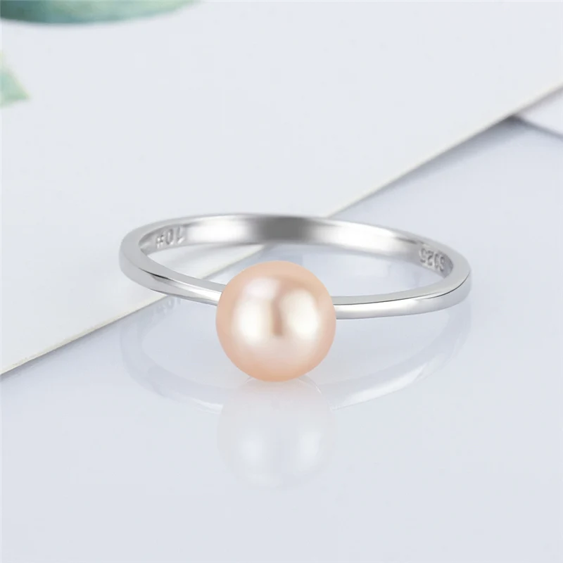 CLUCI 925 Sterling Silver Simple Pearl Ring Mounting for Women Engagement Silver 925 Round Women Rings SR1084SB