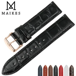 MAIKES Watch Accessories Watch Band Bamboo knot Genuine Leather Watch Strap For Daniel Wellington Black DW Watchbands Bracelets