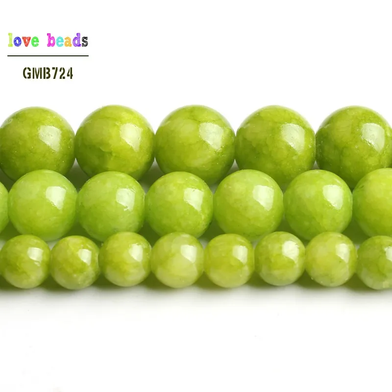 Lemon Green Stone Beads Jades Round Beads for Jewelry Making 15\'\' Strand DIY Bracelet Jewellery 6mm 8mm 10mm