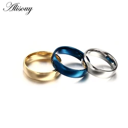 High-grade Simple unisex ring for men women  color Blue Steel three color titanium steel ring Prevent allergy ring Size4-14