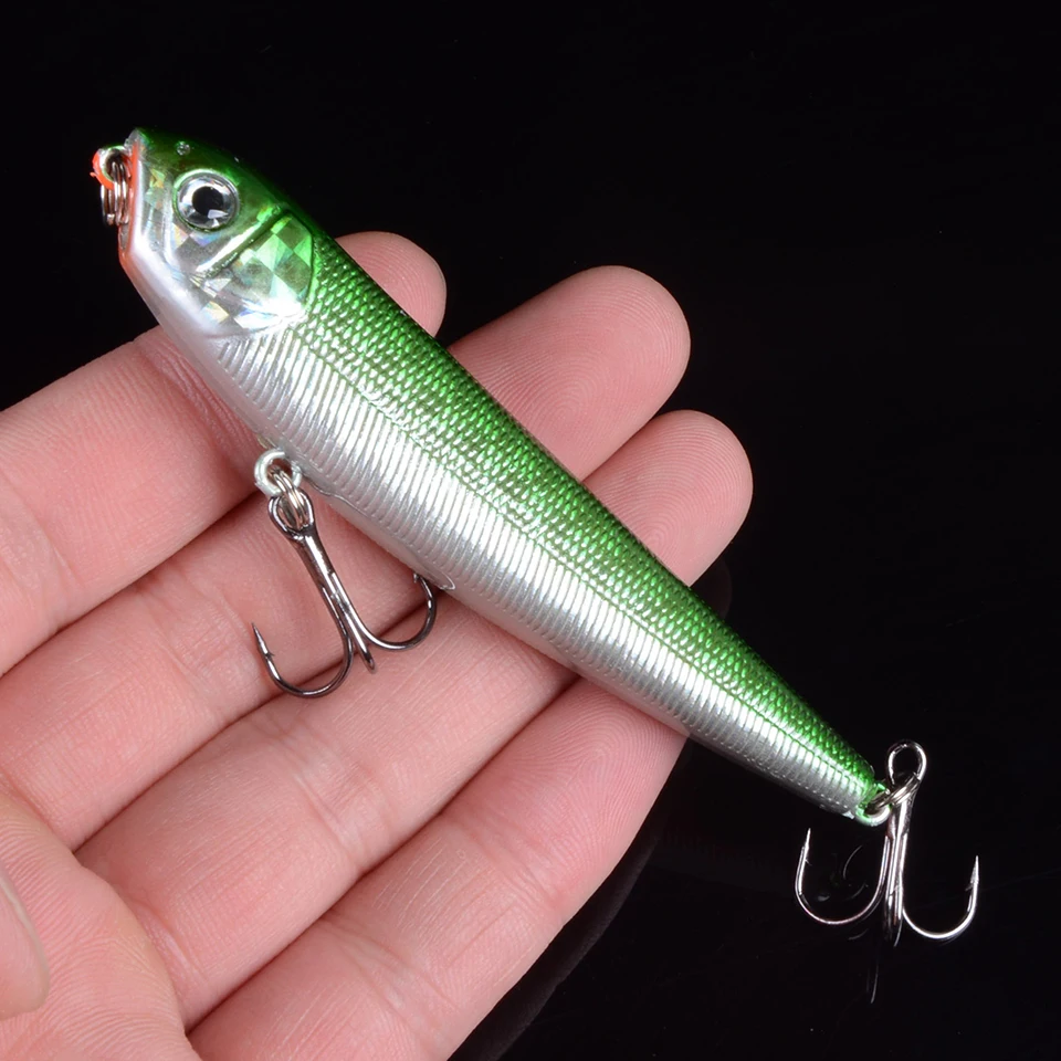 1pcs Top Water Fishing Lure Wobbler Hard Plastic Artificial Surface Pencil Minnow 8.5cm 10g with 3D Eyes