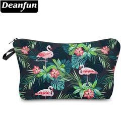 Deanfun feminino 3d impresso cosméticos sacos flamingo flor viagem maquiagem armazenamento com zíper 51303