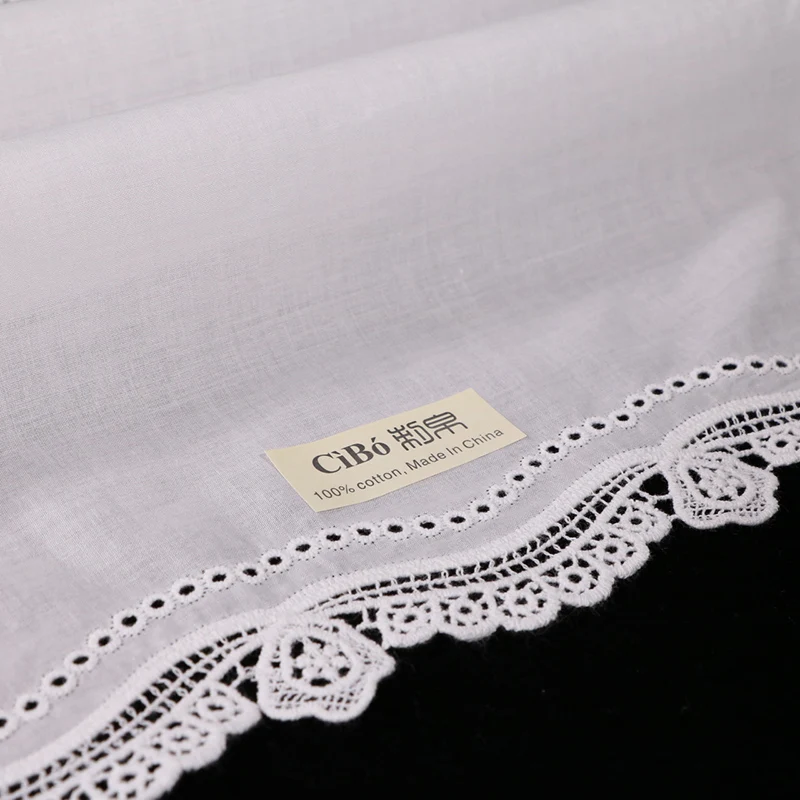 C002: White  cotton 10 pieces lace handkerchiefs  blank crochet hankies for women/ladies wedding handkerchief