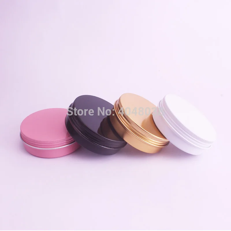 

Aluminium Container 100ML 100G Frost Matte Black Packaging Container Gold Pink White Metal Cosmetic Jar Round Aluminium Box