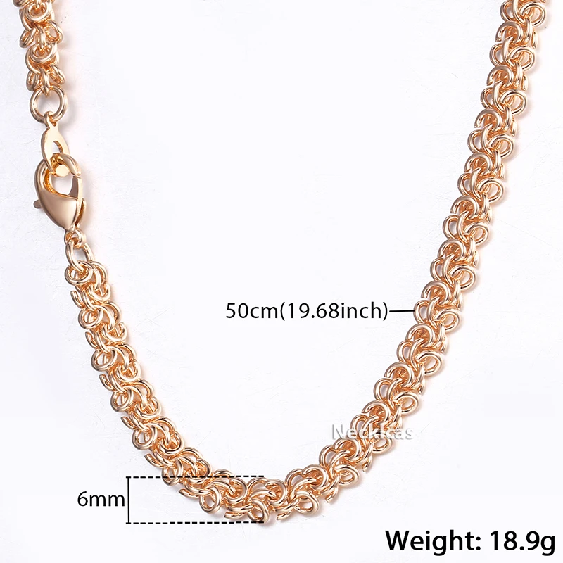 Davieslee Mens Womens Necklace 585 Rose Gold Color Swirl Link Chain Necklaces For Men Woman Jewelry Dropshipping 6mm DCN13