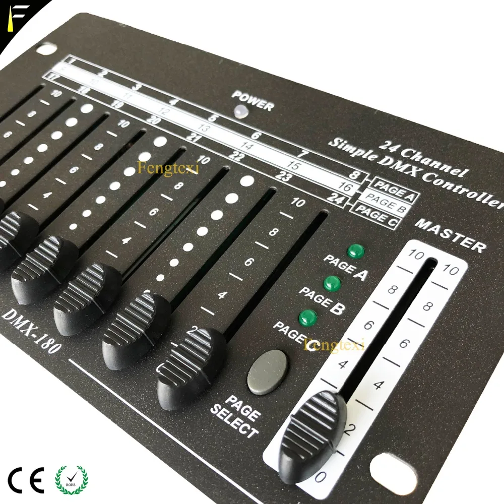 Mini 24 Channels Simple DMX Controller 24CHS Stage Dj Disco Light Fader Console with Chargeable Lithium Battery