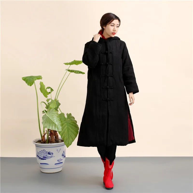 LZJN 여성용 후드 롱 코트, 겨울 재킷, 트렌치 코트, 코튼 패딩, 바람막이 포켓, Manteau Femme Hiver Winterjas MF-50