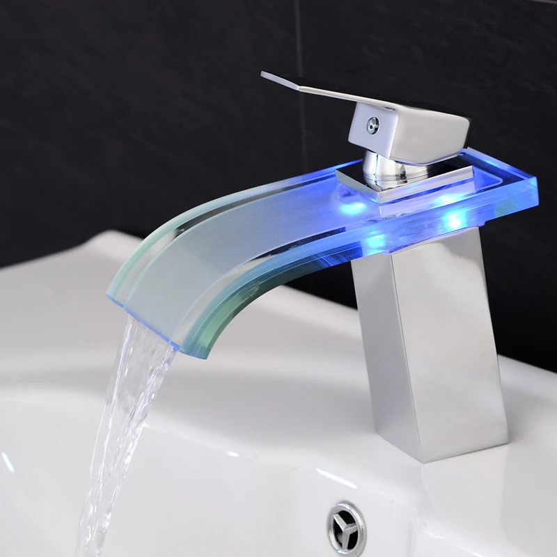 BAKALA NO Battery Classic For The Bathroom Tap Chrome Led Waterfall Sink Faucet Led Color Waterfall LH-9012/9011