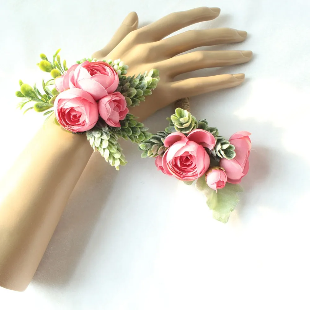 Yo Cho Fiore All'occhiello Wedding Polso Corsage Sposo Spilla di Seta Artificiale Fiori Finti Bridesmaids Bracciale di Promenade di Cerimonia Nuziale Forniture