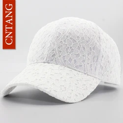 CNTANG Brand Summer Lace Hat Cotton Baseball Cap For Women Breathable Mesh Girls Snapback Hip Hop Fashion Female Caps Adjustable