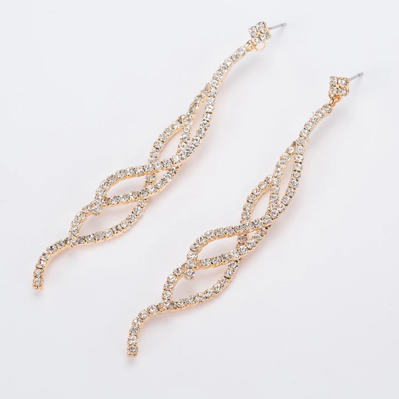 Crystal Type of Women's Exaggerated leaves Earrings Wedding Fashion Women Jewelry Drop Earrings Luxurious Crystal Earrings E388