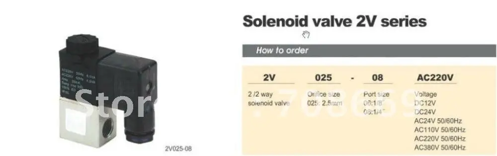 

2V025-06 12V DC 2Port 2Pos 1/8" BSP Normally Closed Solenoid Valve Coil Led