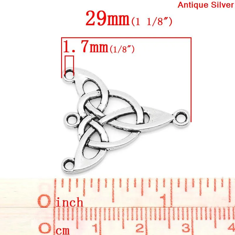 8SEASONS Chandelier Connectors Findings Fashion Silver Color Knot Charms For Diy Jewelry Making Findings 29x25mm(1 1/8