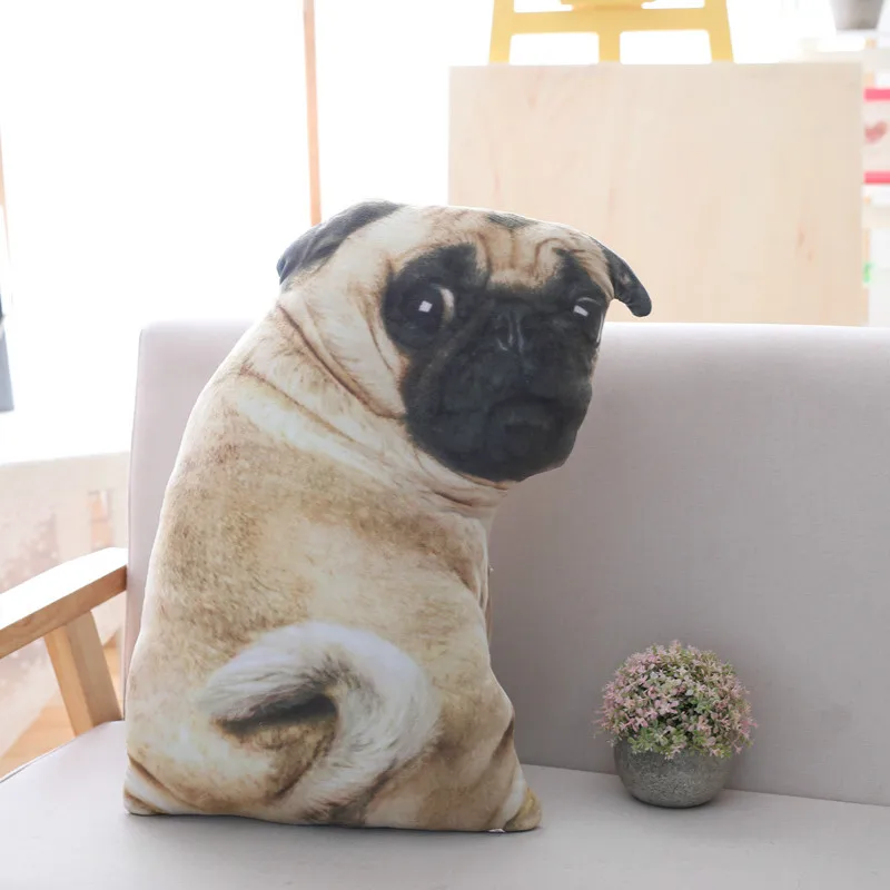 3D simulation belldog  plush toy pillow real life doll funny pug dog doll nap pillow lying prone Soft sofa pillow