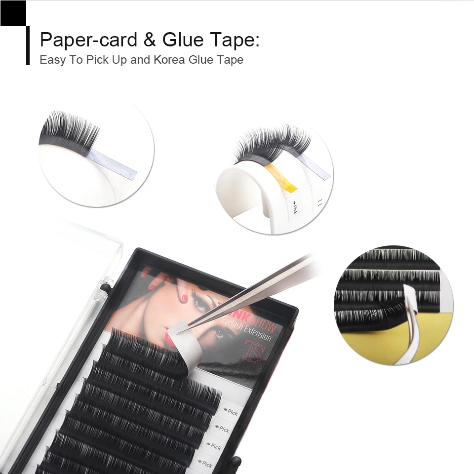 NEWCOME  8 Trays Individual Eyelash Extension Korea Volume Silk False Eyelash Extensions Handmade Eyelashes Faux Mink Eye Lashes