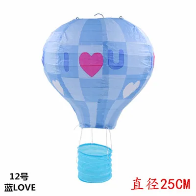 Lanterne en papier bleue en forme de cœur, 25-30 cm, décoration de mariage, décoration de chambre d'enfant, décoration de fête d'anniversaire, vente flash