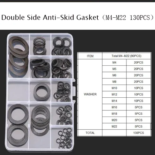 

130Pcs DIN9250 M3 M4 - M22 Carbon Steel Oblique Washers Locking Washer Printing oblique Lock Washers