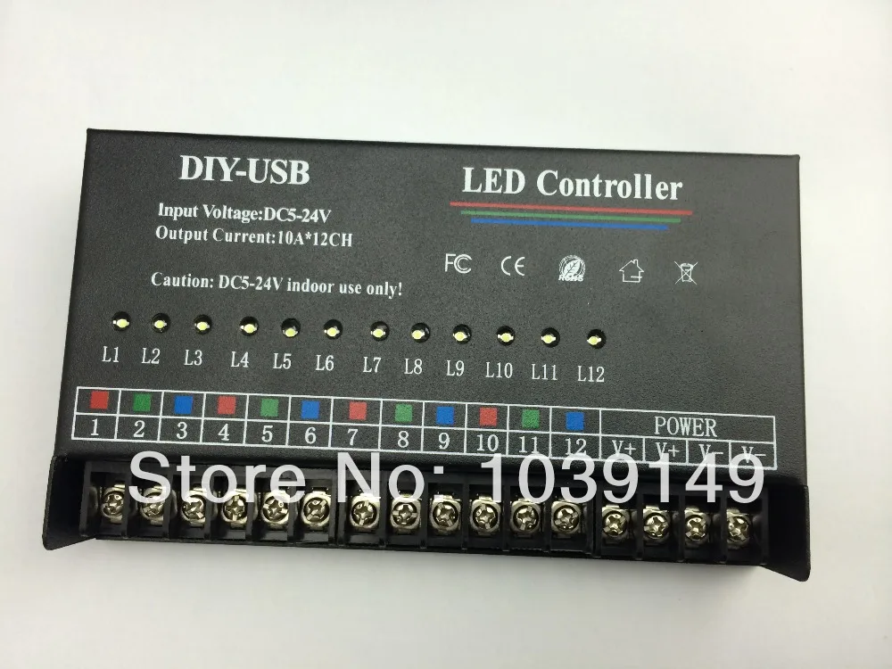 DIY USB LED Programmable Controller DC5~24V input 10A*12CH 12Channels DIY USB Controller LED Controller for 3528  5050 LED Strip