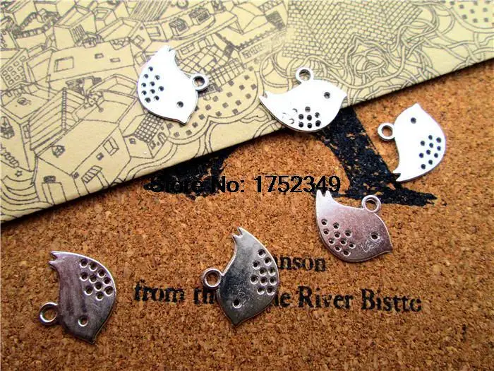 50pcs Vintage Style Bird charms Antique Silver Sparrow ,bird charms/pendants 13x16mm