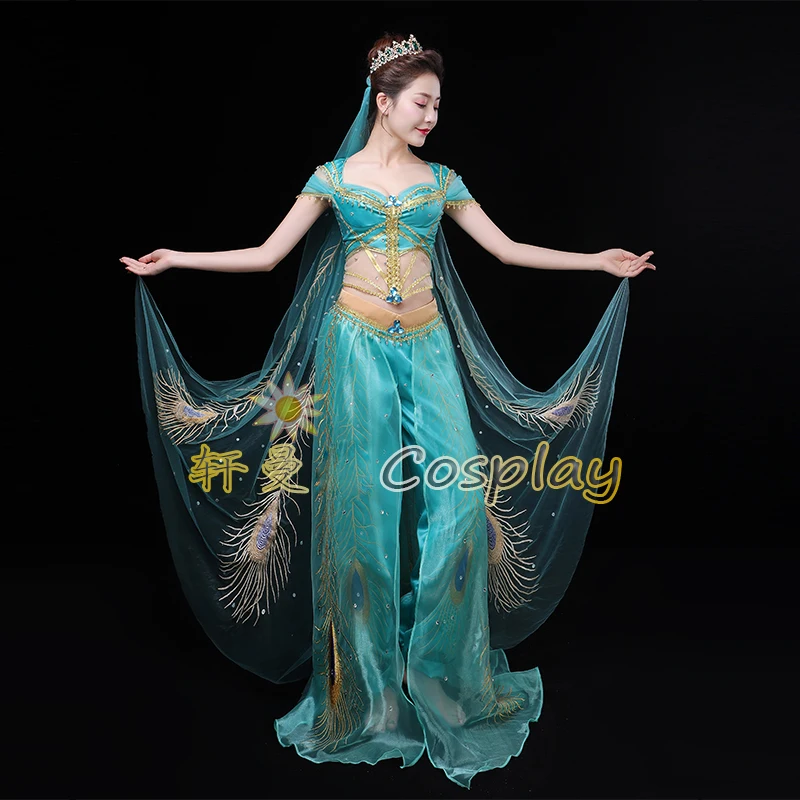 New Movie Jasmine Princess Top Quality Embroidery Cosplay Costume For Adult Women Girls Halloween Party Costume