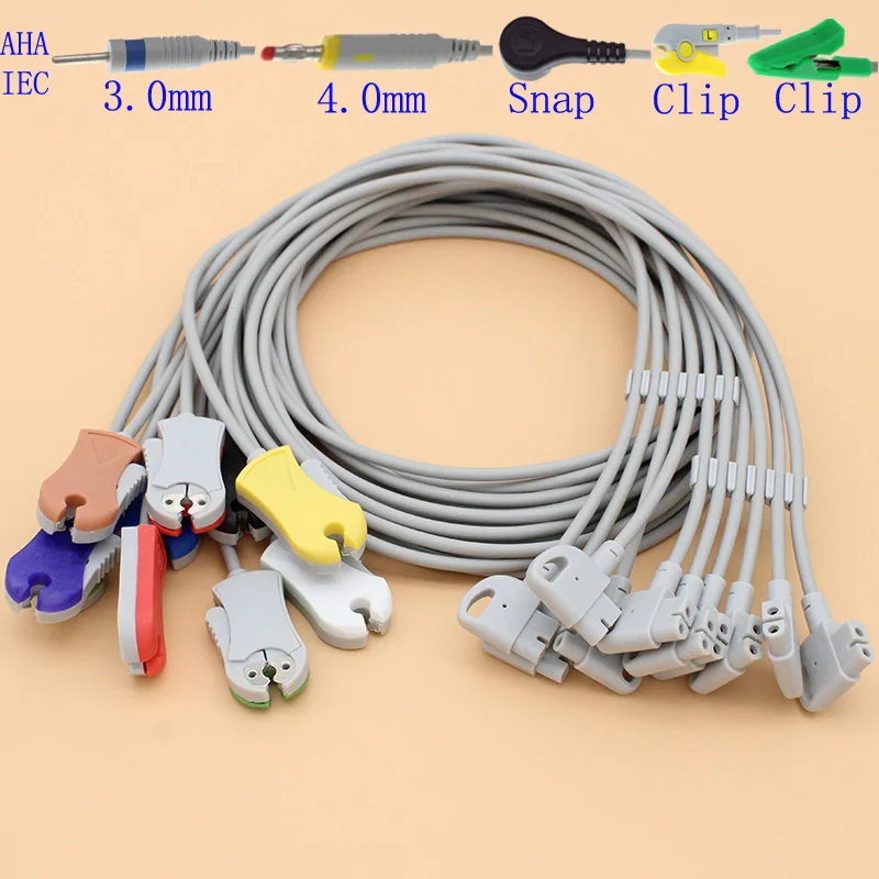 

10LEADS ECG EKG leadwire set(M1713B OR M1716B) use with HP Instrunment M1700A/M1701A/M1702A/TRIM II/1/2/3,AHA/IEC.