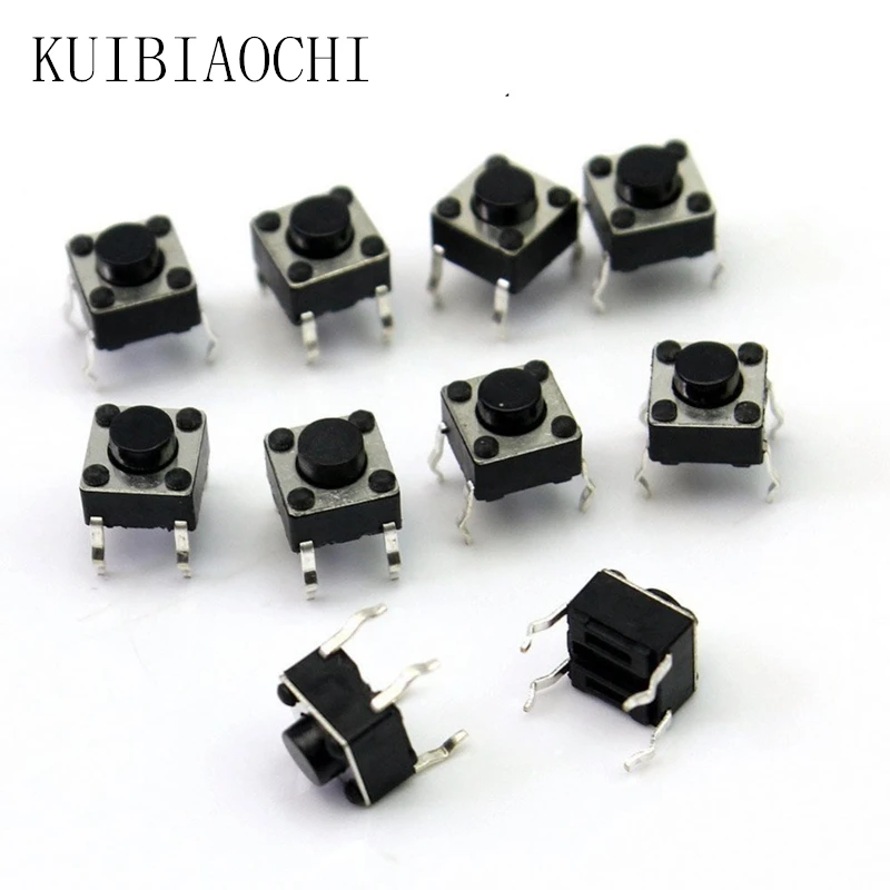 100pcs/lot Mini Micro Momentary Tactile Push Button Switch 6*6*5mm 4 pin ON/OFF keys button DIP 6x6x5mm