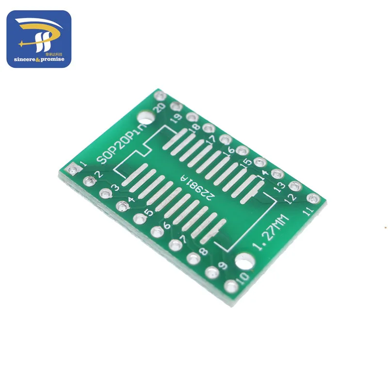 10pcs SOP20 SSOP20 TSSOP20 to DIP20 Pinboard SMD To DIP Adapter 0.65mm/1.27mm to 2.54mm DIP Pin Pitch PCB Board Converter