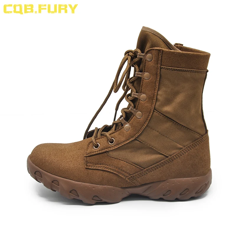 

CQB.FURY Autumn Mens Army super light brown boots tactical Microfiber ventilation combat boots with side zipper size38-46