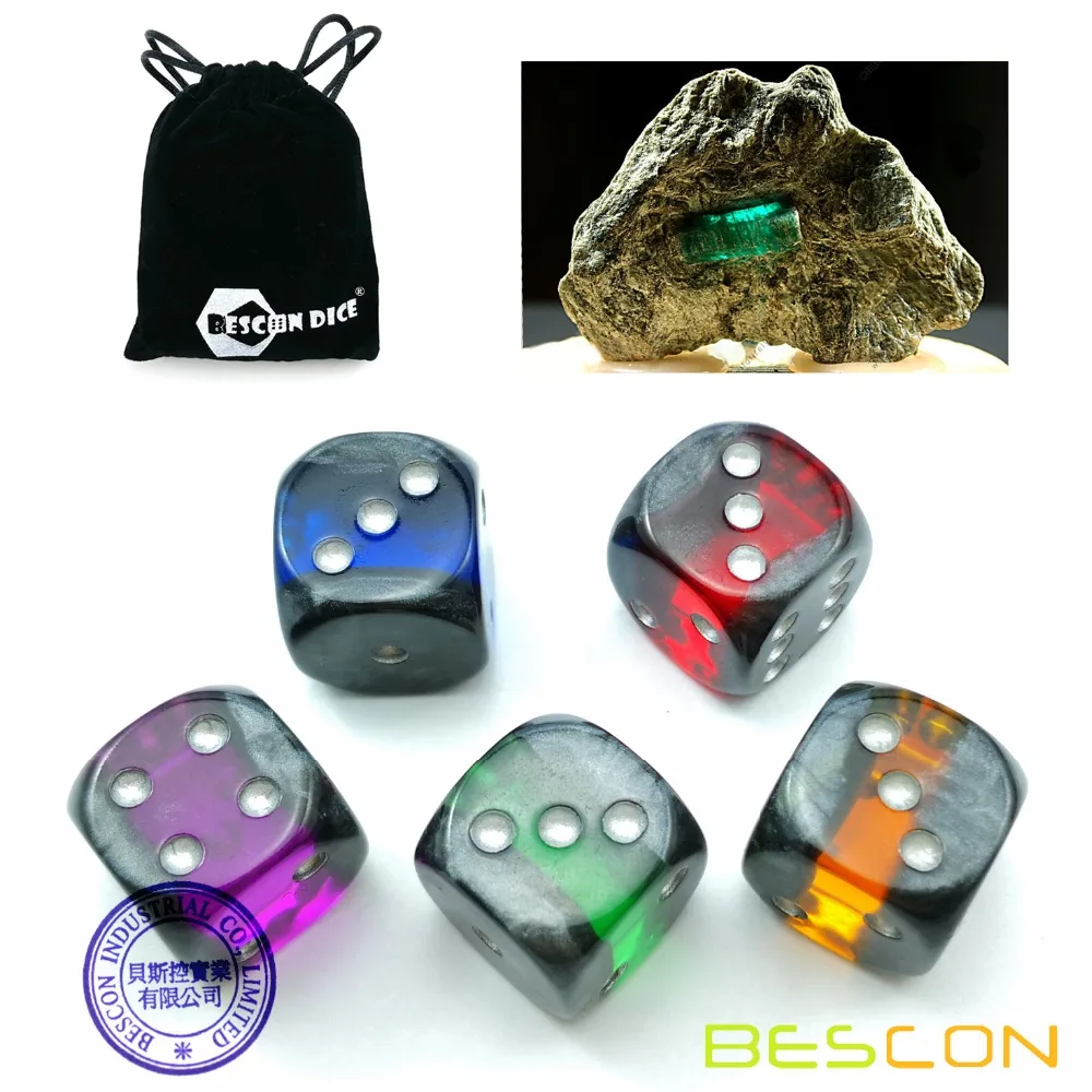 Bescon Mineral Rocks GEM VINES 6 Sides 16MM Dice Set 20 Pack, 5/8\