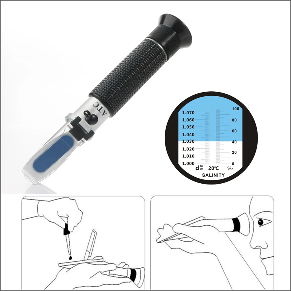 RZ Refractometer Seawater Salinity Auto Water Salt Hydrometer Tester Professional 0-10% Aquarium Digital Handheld Refractometer