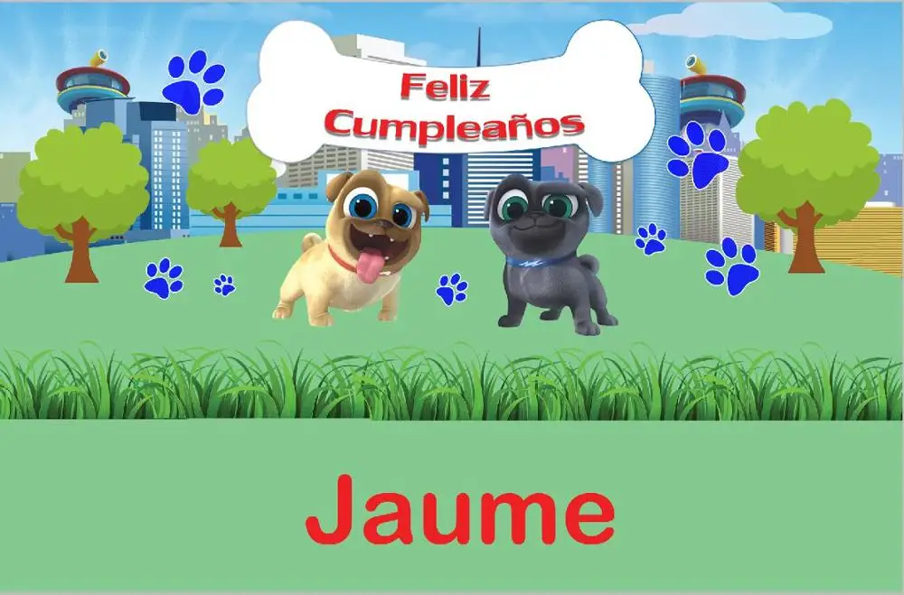 7x5FT Green Garden Happy Birthday Puppy Dog Pals Custom Photo Background Studio Backdrop Vinyl 220cm x 150cm image 2