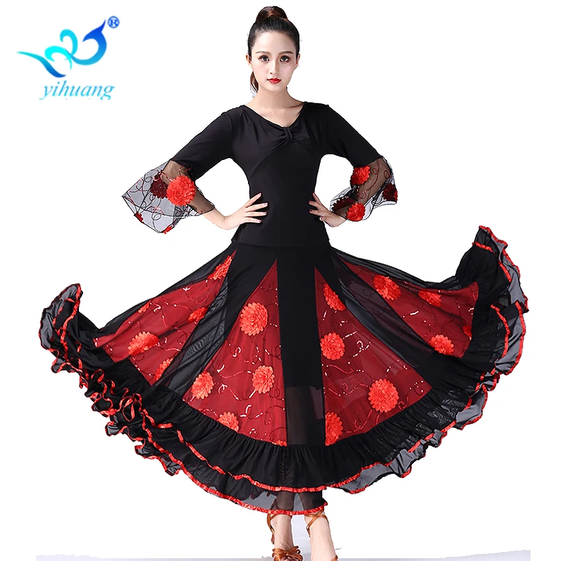 Phòng khiêu vũ Vũ Trang Phục Phù Hợp Với Tiêu Chuẩn Hiện Đại Dancewear Bộ Waltz Trình Diễn Trang Phục Flamenco Vũ Trang Phục Áo Dài Tay Tango số 1