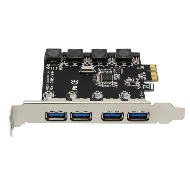 USB 3.0 4 Ports 5Gbps Superspeed  Expansion Card Adapter PCI-E PCI Express Controller for PCIe X1 X4 X8 X16 Port for Win 7 8 10