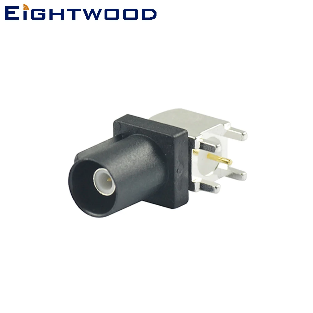 Eightwood Fakra Code A Plug Male PCB Mount Angled RF Connector Black/9005 for Car Radio without Phantom Supply Antenna Reciever