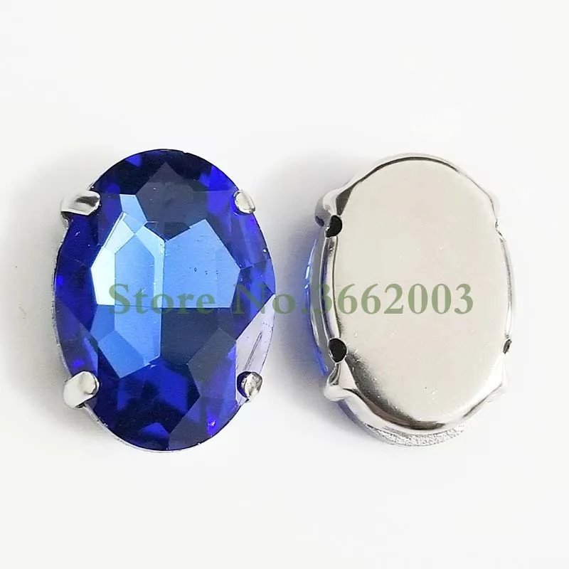Oval Shape Light Blue Glass Crystal Flatback Sew on Rhinestones, Used for Needlework, Diy/Clothing Sewing Accessories TY12