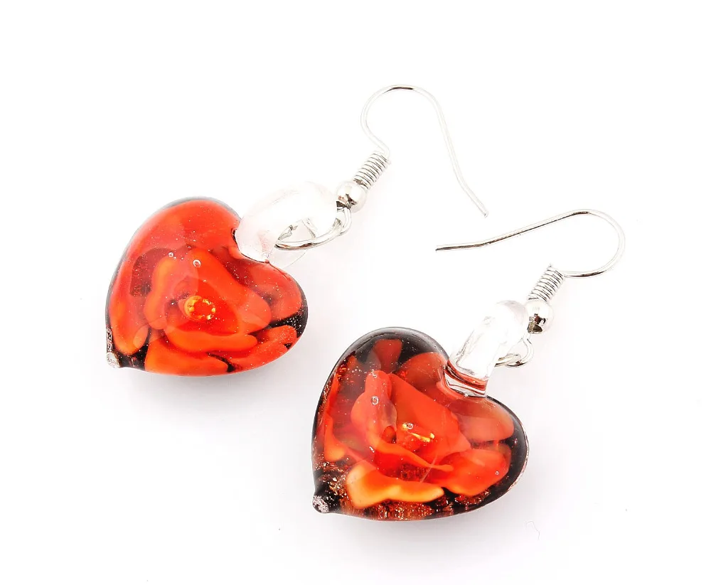 QianBei Promot Women Handmade Murano Lampwork Glass Mixed Color Black Snacks Charms Beauty Earring Hot