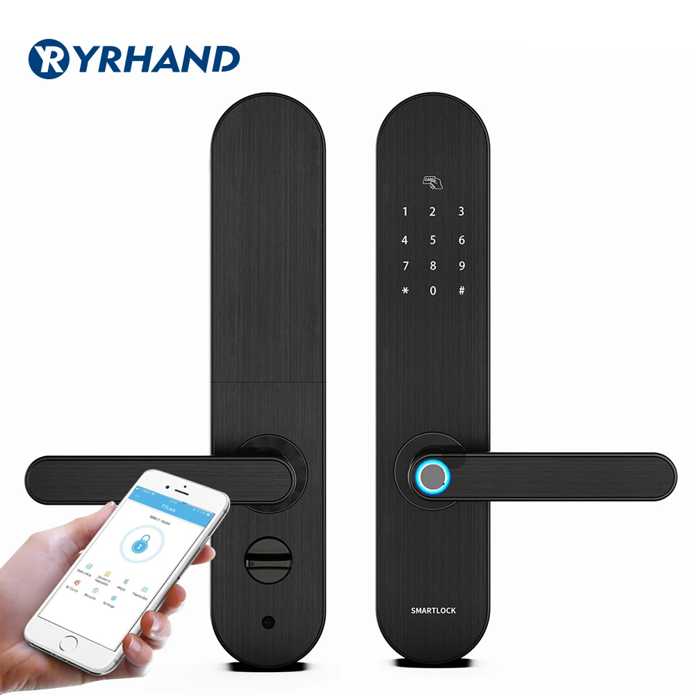 

YRHAND Biometric Fingerprint Lock, Security Intelligent Lock With WiFi APP Password RFID Unlock,Door Lock Electronic Hotels