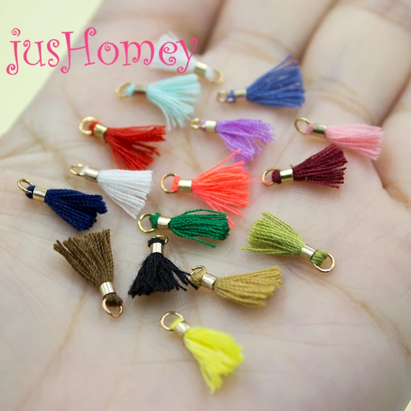 30PCS Mini Cotton Thread Tassels w/ Unalloyed Copper 12mm Thread Tassels for DIY Boutique Earring, Bracelet, Necklace