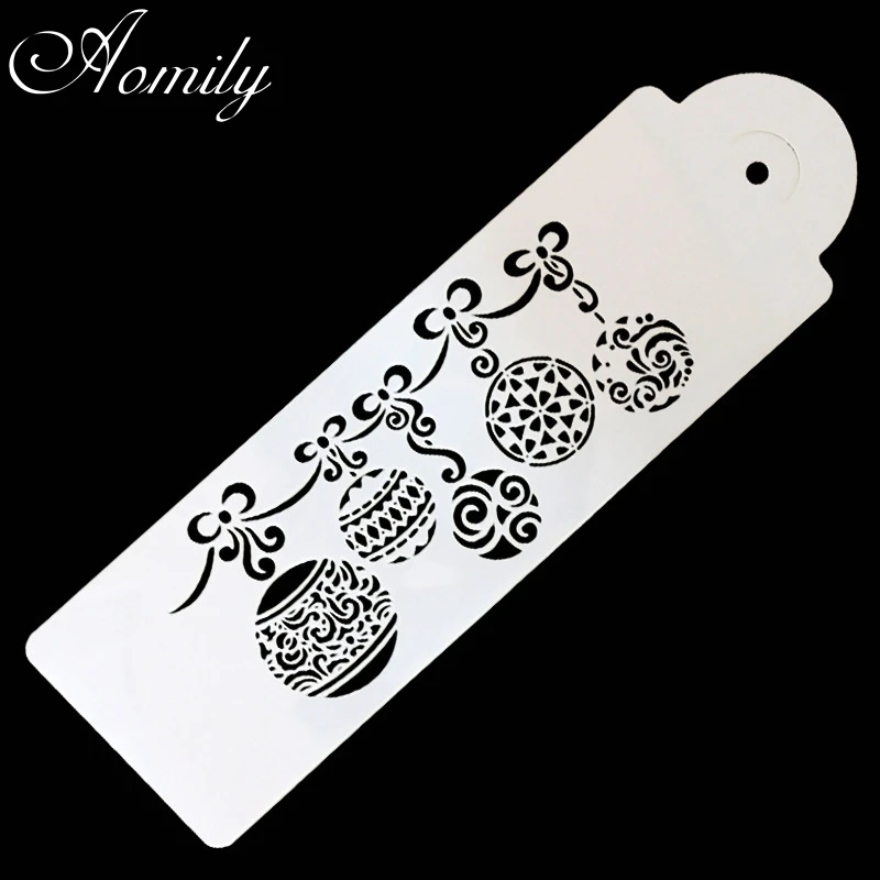 

Aomily Lucky Blessings Circular Lantern Shaped Cake Stencil Airbrush Painting Mold Cookies Fondant Cake Mousse Decorating Molds