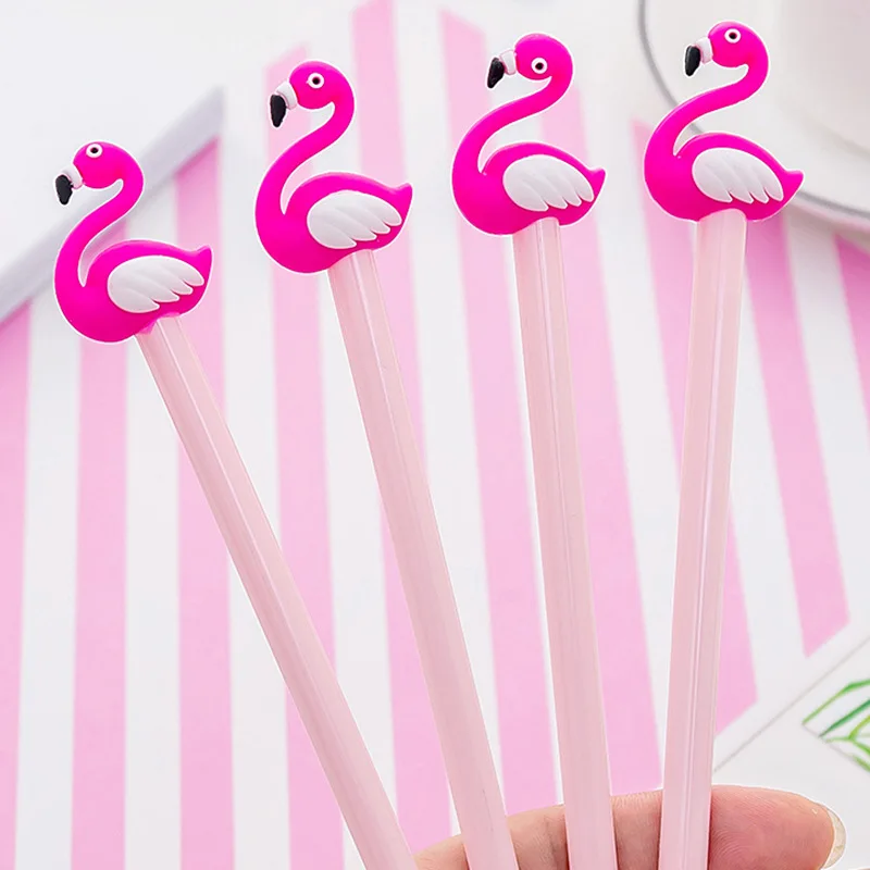 24 Pcs Creative Cartoon Pink Flamingo Office Signature Pen Neutral Pen Student Stationery Examination Learning Supplies