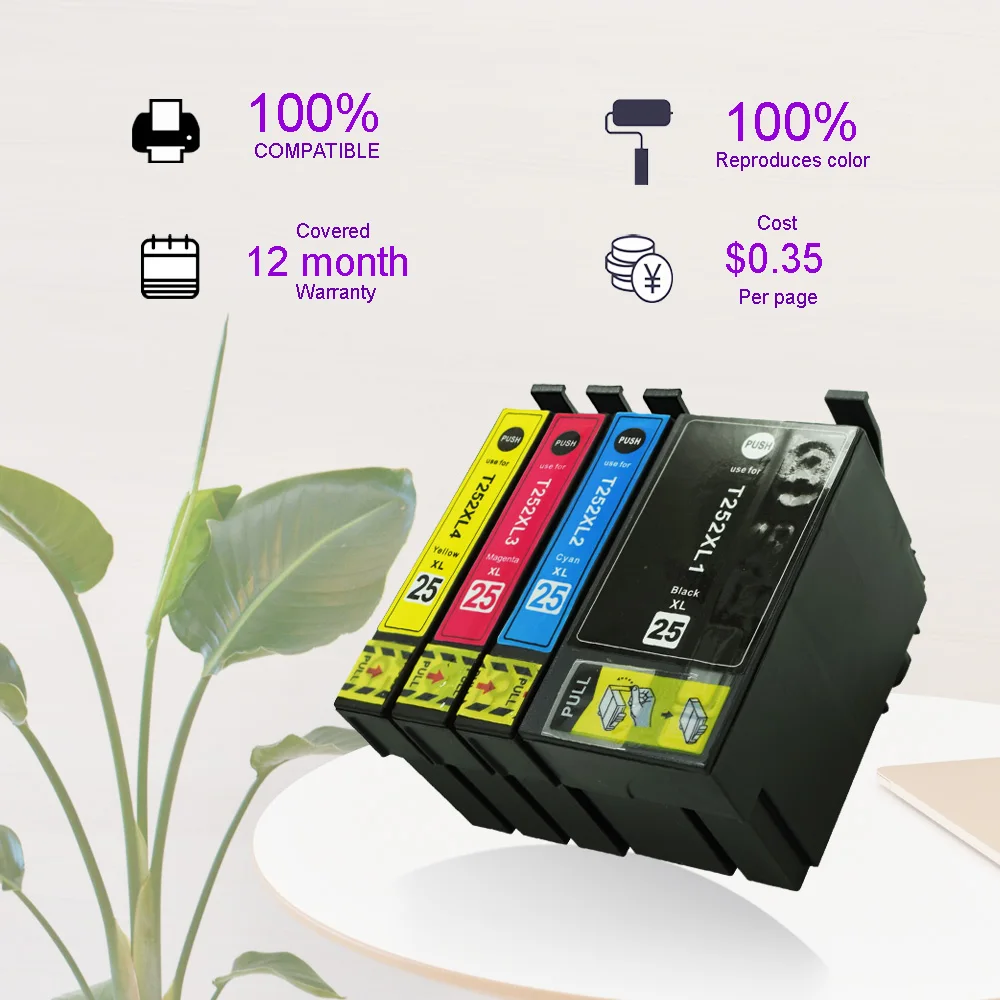 Compatible For Epson 252XL T252XL120 T252XL220 T252XL320 T252XL420 Ink Cartridge for Epson Workforce WF-3620/3640/7110/7610/7620