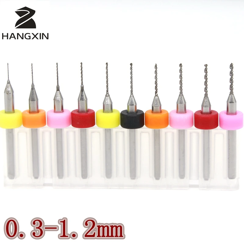 HANGXIN-0.3-1.2mm 10PCS 텅스텐 카바이드 금속 마이크로 드릴 CNC 라우터 목재 드릴 전기 드릴 도구 PCB 드릴